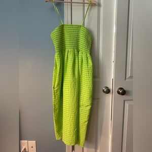 Wray Green and Yellow Smocked Dress